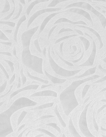 Dekoratív  polipropilén szövet rózsa mintázattal fehér színben
